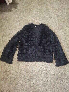 Women's Black Faux Fur Fringe Jacket